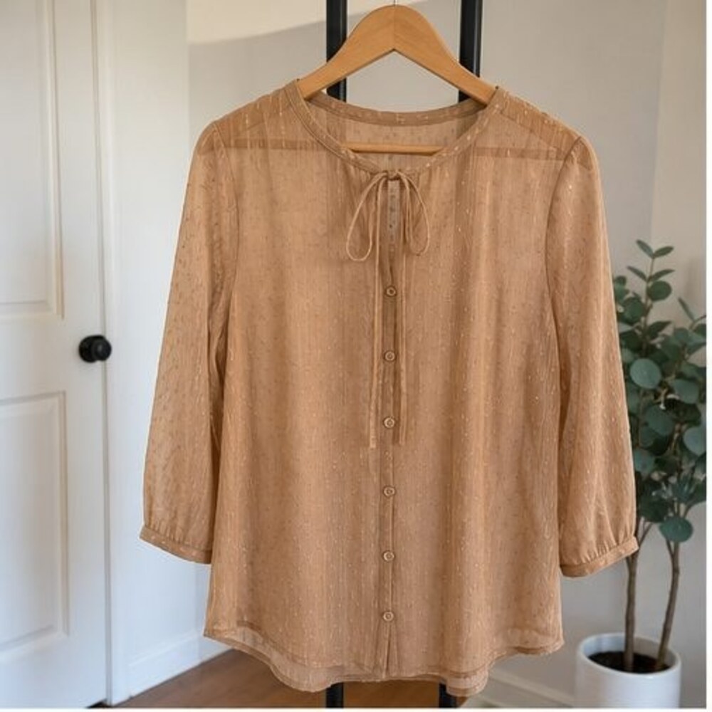 Camel Lace Trim Top